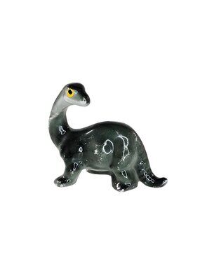 Miniature Ceramic Dinosaur Figurine Green Brontosaurus Vintage Japan Collectible